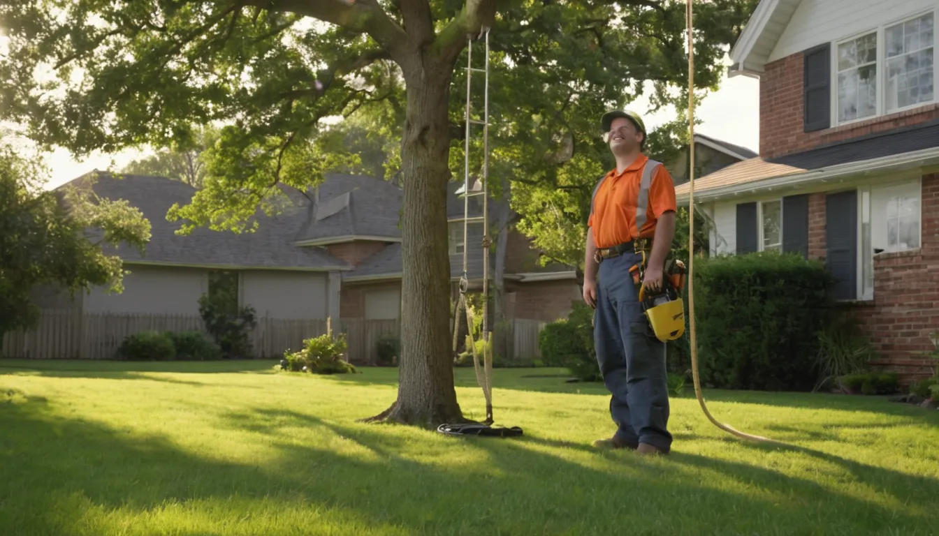 A local tree provider and a homeowner looking over a tall backyard tree in Talmo